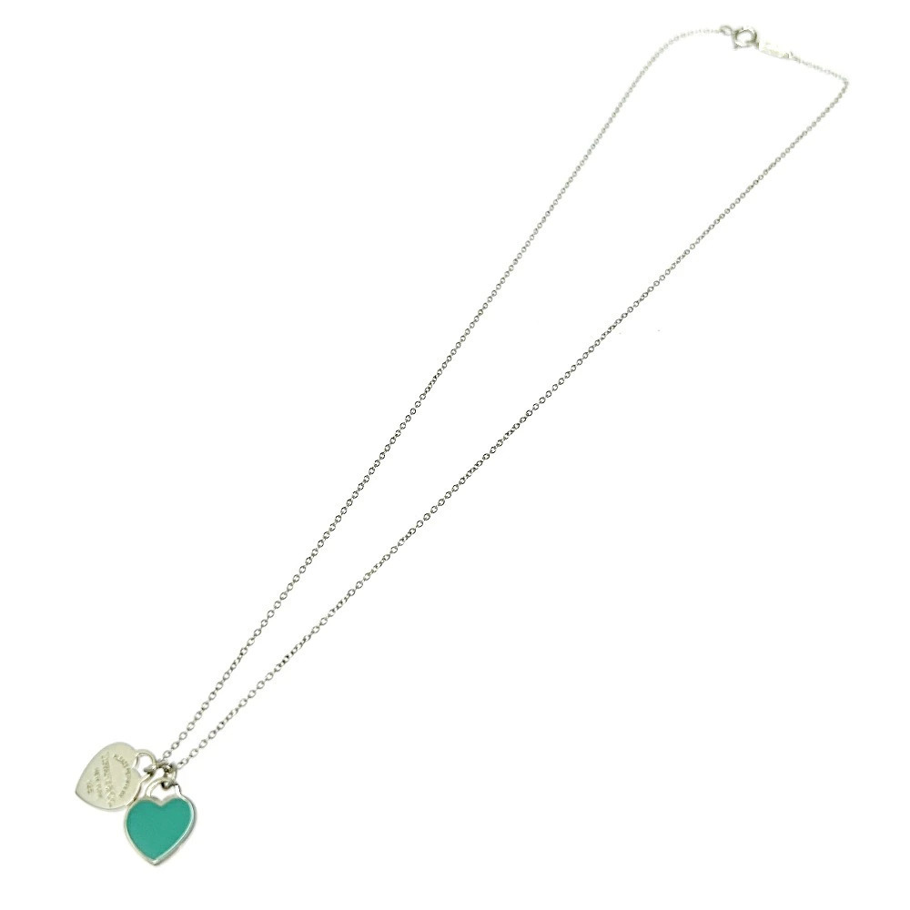 TIFFANYCo Tiffany Silver to Double Heart Necklace Sterling Silver